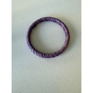 Purple Woven Straw Bangle Bracelet Spiral Wrap Boho Textured Accessory